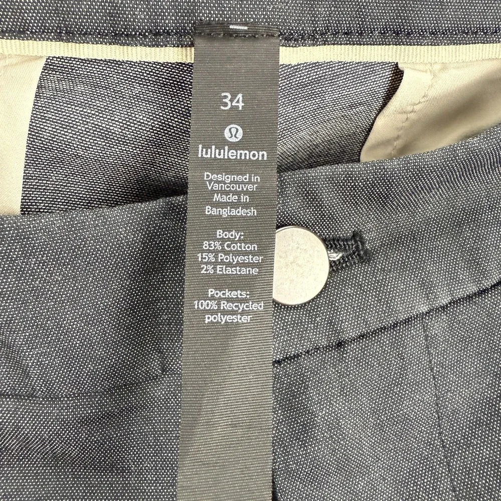 Lululemon ABC Classic Fit Pant Mens Size 34 Gray Casual Straight Leg Career Work